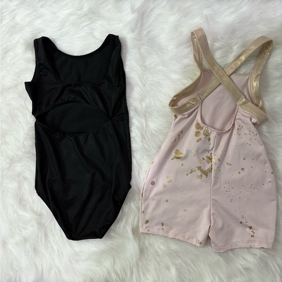 Leotards Gymnastics Tumble Dance Unitards Biketards‎ Size 9/10 Pink/Gold Black - Picture 2 of 2